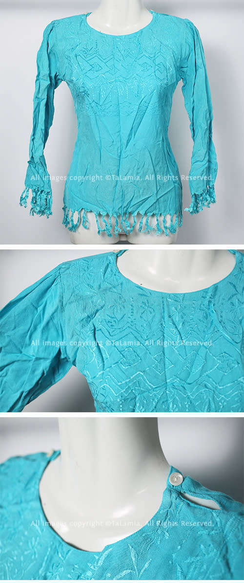 Womens Cyan Blue Indian Crisp Blouse by GO EAST brand