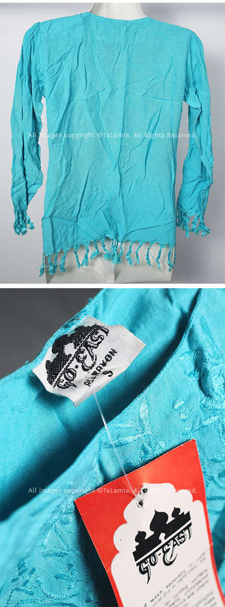Womens Cyan Blue Indian Crisp Blouse by GO EAST brand
