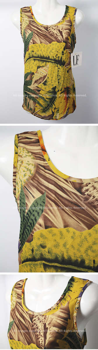 Womens quality heavy chiffon blouse with succulents and flora botanical design