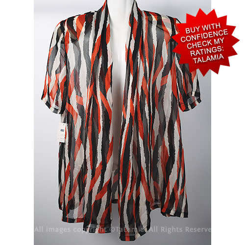 Quality womens chiffon throw over cover top in black white and orange