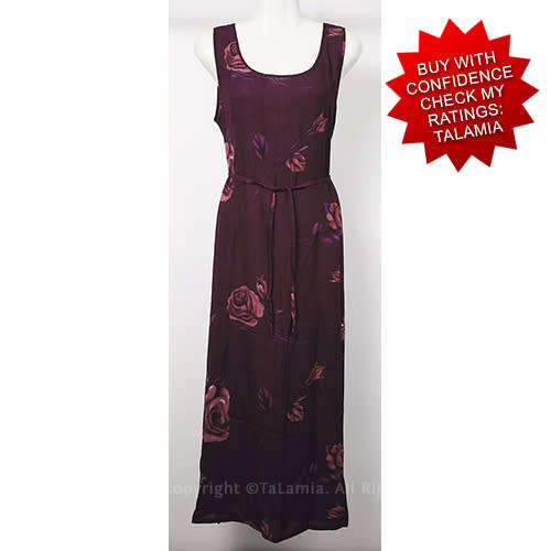 Womens dark burgundy purple roses long dress