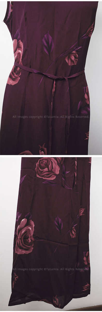 Womens dark burgundy purple roses long dress