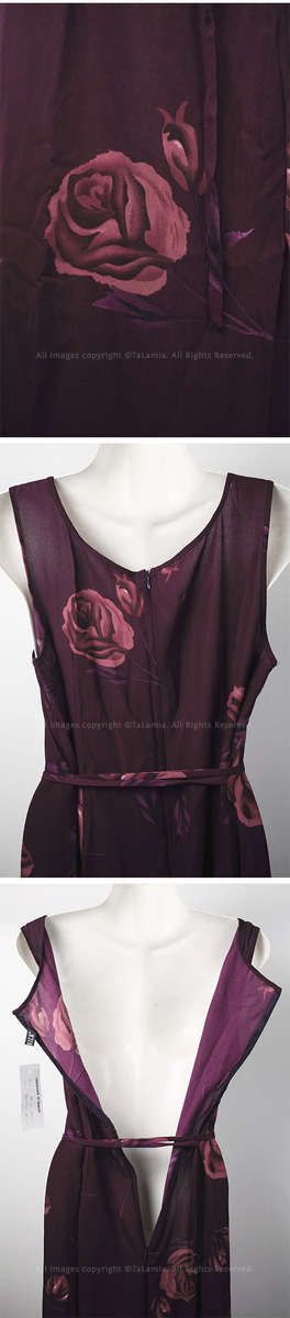 Womens dark burgundy purple roses long dress