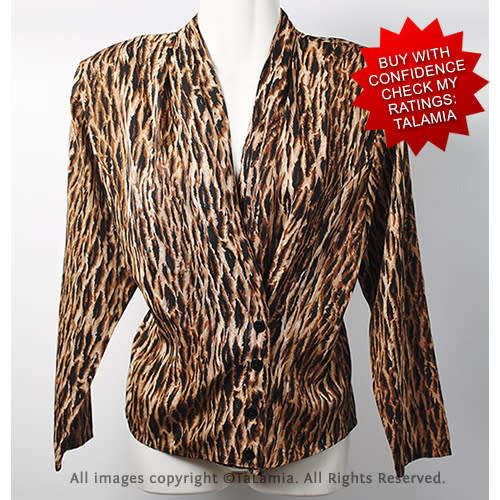 Womens animal print suplice drape neckline silk feel blouse