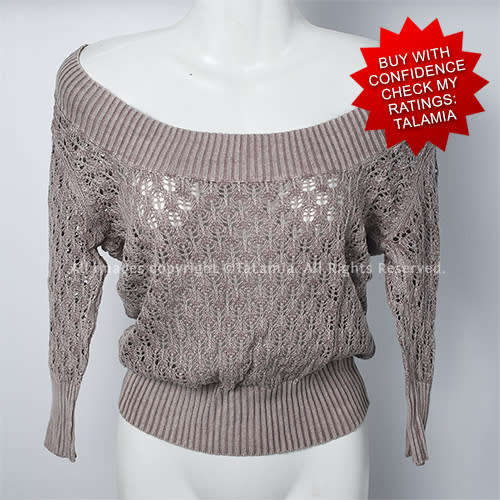 Ladies dusty pink stone grey wide neck or off shoulder jersey top