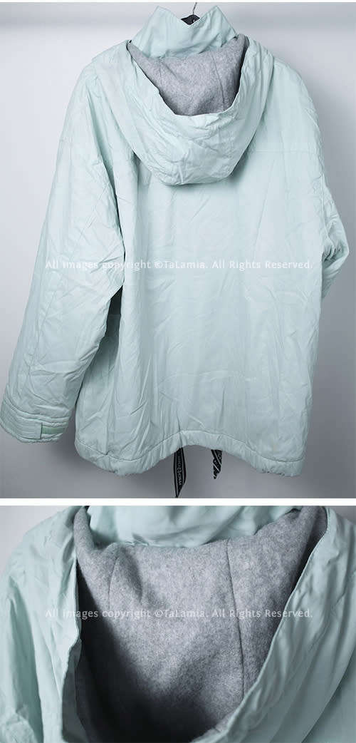Large UNISEX pale duck egg mint blue fleece lined sports jacket with hood