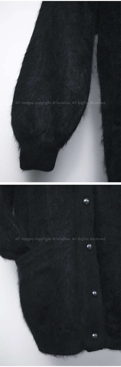 Womens black ANGORA wool long length jersey with pockets