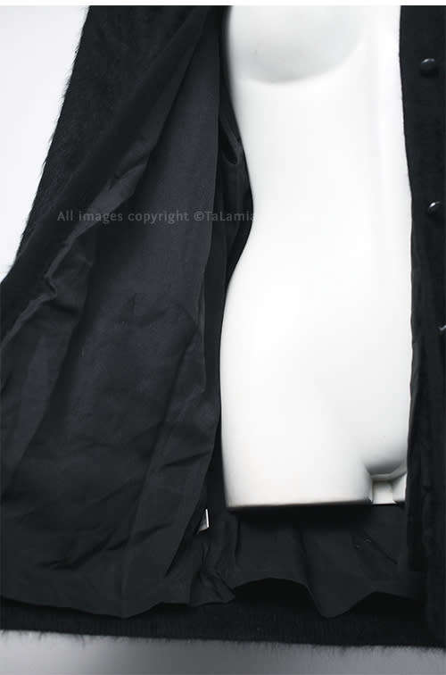 Womens black ANGORA wool long length jersey with pockets