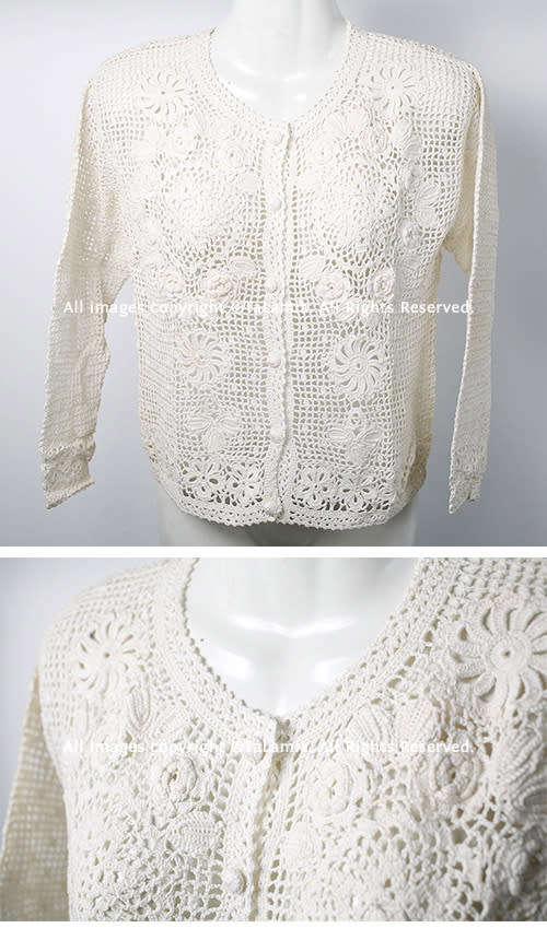Ladies bohemian white crochet button up sweater jersey with stunning patterns