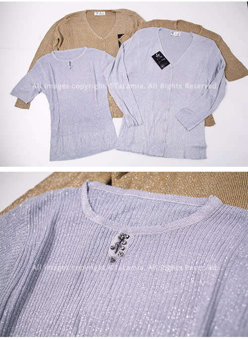 Womens elegant mixed sweater sets - Gold Silver Grey and Pink (6 items)