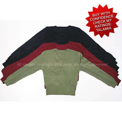 Bulk Lot of 7 Crop Sweaters - Black Dark Red and Khaki Green