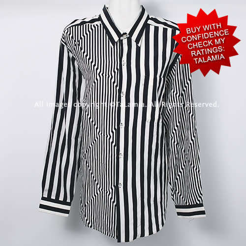 Womens black and white stripes blouse shirt