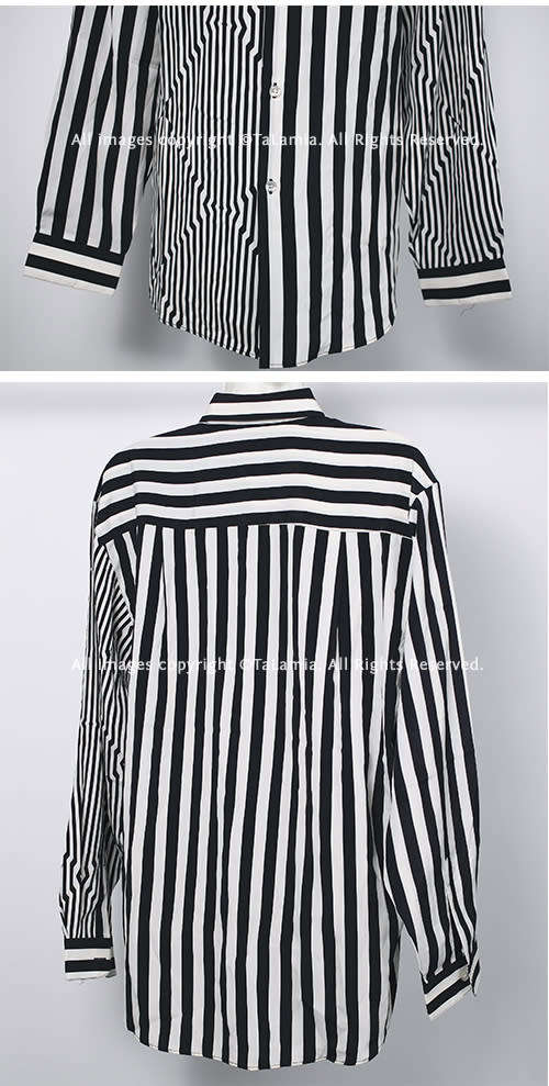 Womens black and white stripes blouse shirt