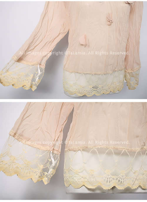 Ladies neutral colour beige cream chiffon and lace bohemian romantic top