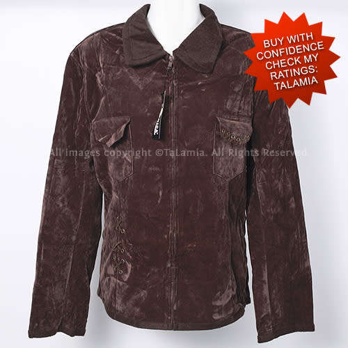 Ladies super soft dark chocolate brown faux suede light weight jacket