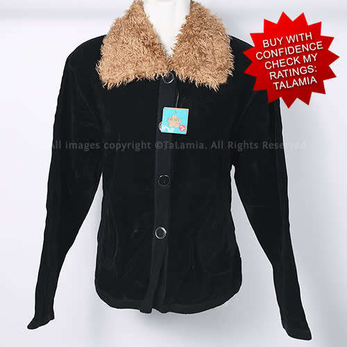 Ladies super soft black faux suede and teddy fur collar light weight jacket