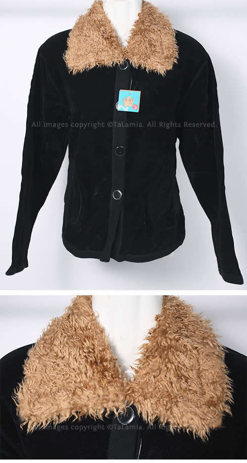 Ladies super soft black faux suede and teddy fur collar light weight jacket