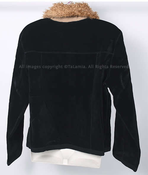 Ladies super soft black faux suede and teddy fur collar light weight jacket