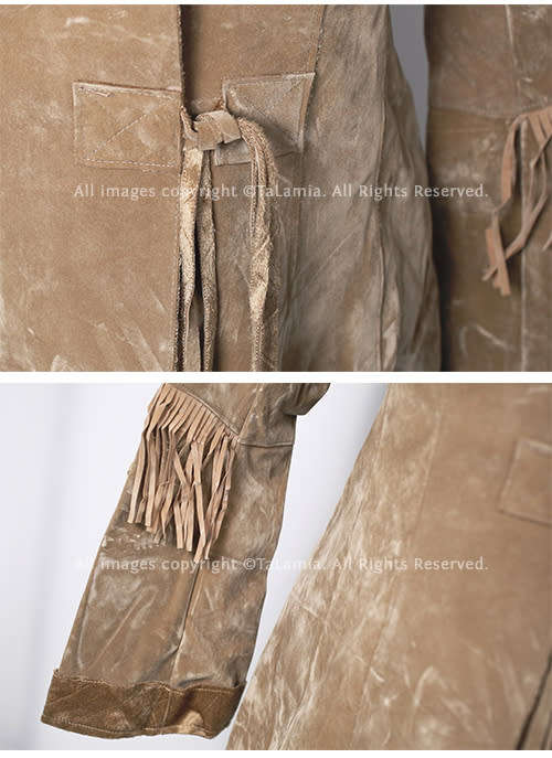 Ladies super soft sandy brown faux suede light weight jacket with tassle details