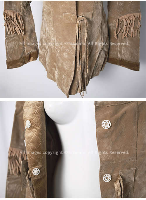 Ladies super soft sandy brown faux suede light weight jacket with tassle details