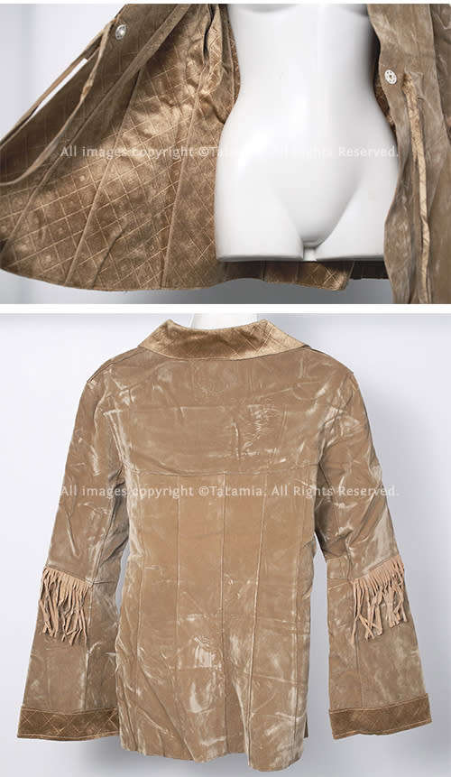 Ladies super soft sandy brown faux suede light weight jacket with tassle details