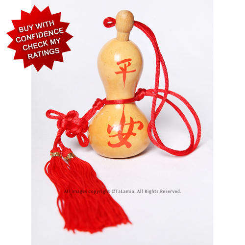 Chinese Peace gourd ornament with fortune knot and tassle