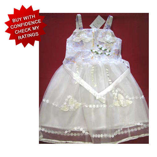 *SALE* Gorgeous WHITE little girls dress with a touch of PURPLE like a FAIRYTALE dream (age 5/6)