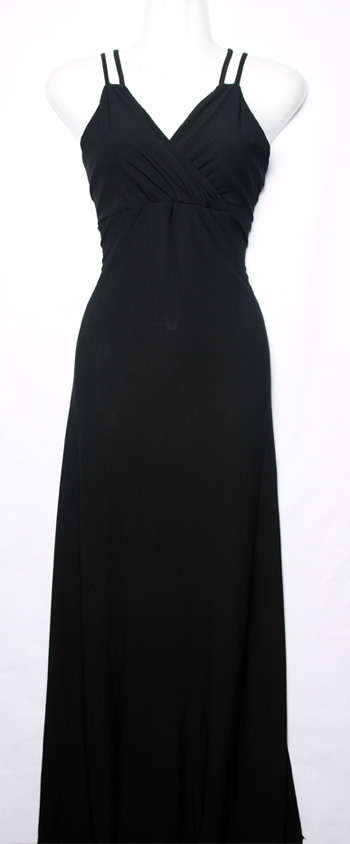 Elegant long black dress with double criss-cross back straps