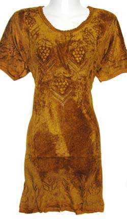 Velvety Ochre Yellow Brown Dress