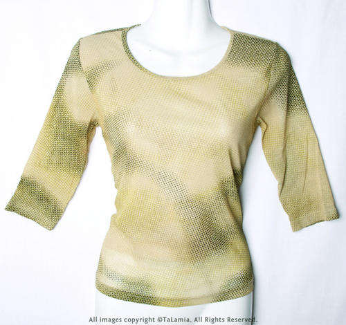 Ladies mixed green stretch top