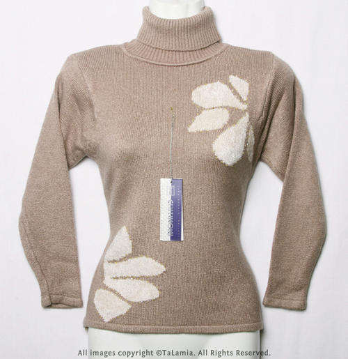 Beautiful womens beige and cream soft poloneck jersey