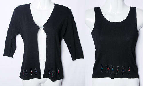 Ladies black two piece sweater set