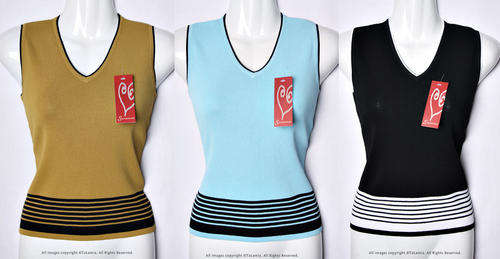 3 PCS Ladies stretch tops blue brown and black
