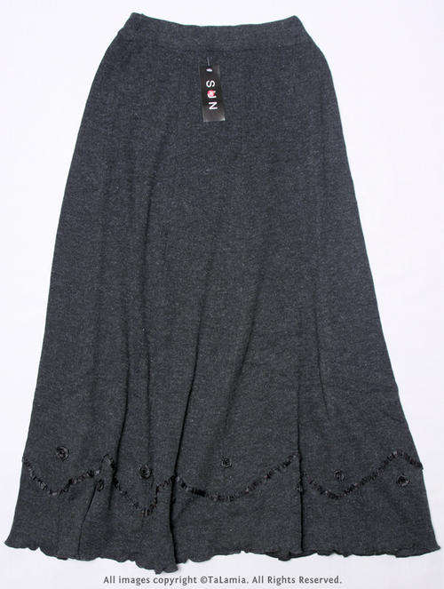 Womens dark grey WOOL MIX long skirt with wide flare (4 available)