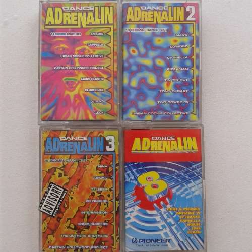 Dance Adrenalin Vol. 1, 2, 3 and 8 - Various Artists (4 x CASSETTES)