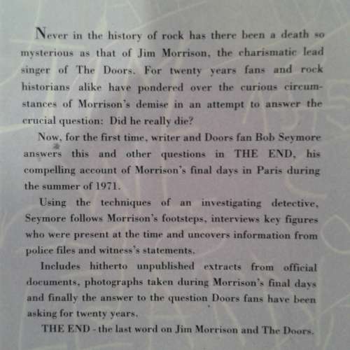 The End: The Death Of Jim Morrison - Bob Seymore (Softcover)