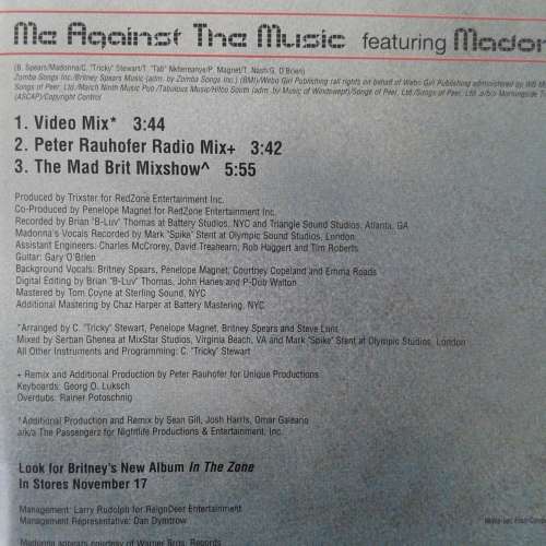 Britney Spears (Feat. Madonna) - Me Against The Music [Import CD single] (2003)