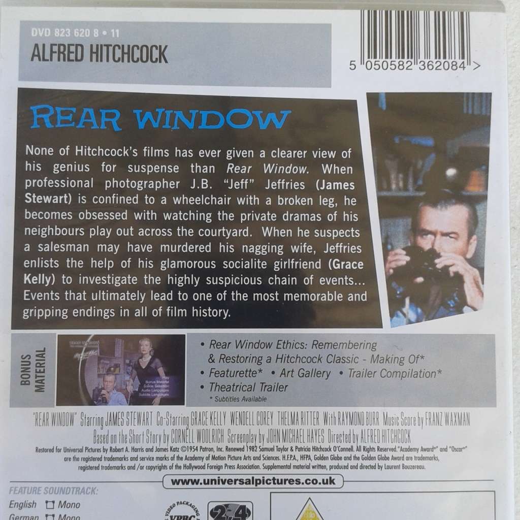 Rear Window (An Alfred Hitchcock Film) - Stewart / Kelly [DVD Movie] (1954)