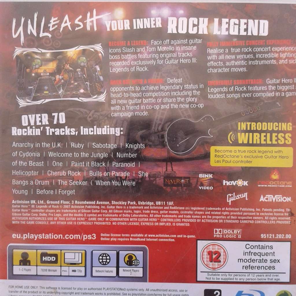 Guitar Hero III: Legends Of Rock (PS3 Game)
