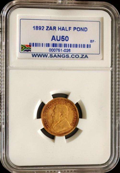 1892 Half Pond Double Shaft - SANGS AU50 - RARE