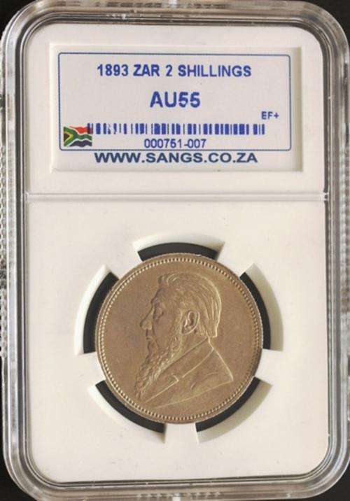 1893 Two Shillings 2s - SANGS AU55 - RARE RARE