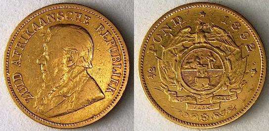 1892 ZAR 1/2 POND - UNGRADED - SOLD TO RAISE MUCH NEEDED FUNDS - PLEASE SUPPORT