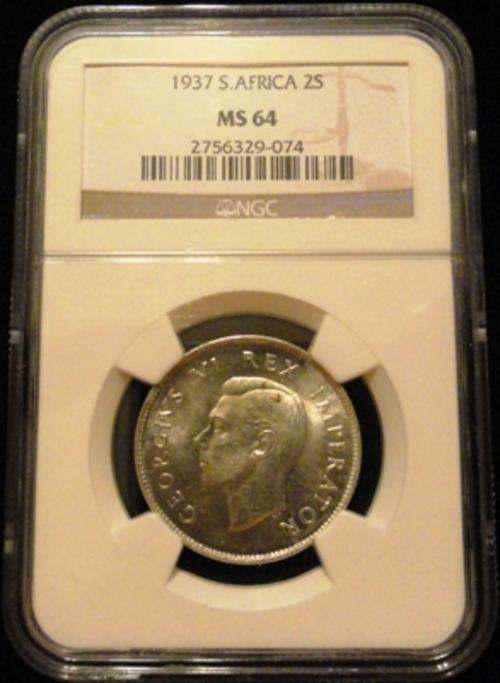 1937 2s UNION TWO SHILLINGS POP1 - NGC - MS64 MS64 MS64 POP1