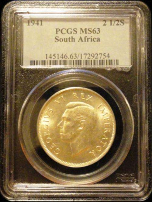 1941 2.5s UNION HALF CROWN - PCGS - MS63