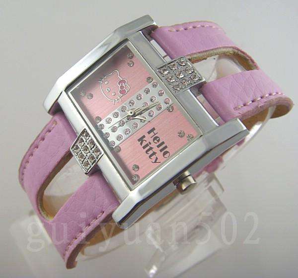 Hello Kitty Ladies Girl Diamante Leather Watch