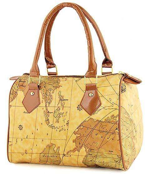 World Map Women Lady FAUX Leather  Handbag