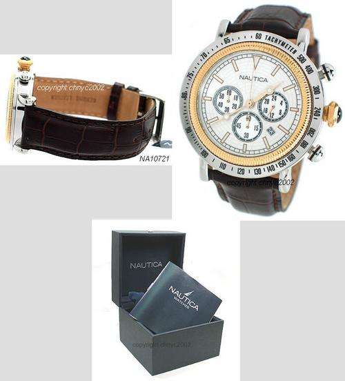 NAUTICA CHRONOGRAPH DATE LEATHER 100M MENS WATCH