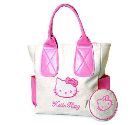 HELLO KITTY CARRY BAG WHITE PINK LARGE SIZE