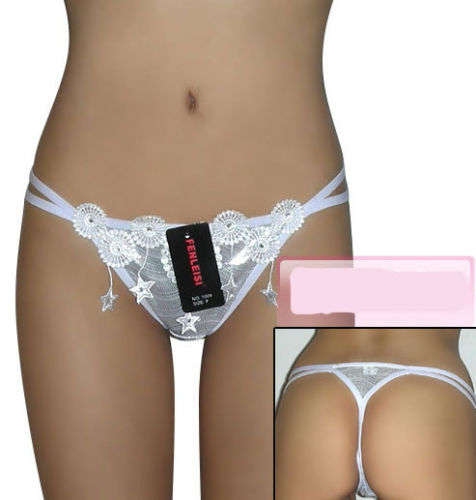 Sexy Panty Panties  White Silver Stars Small Medium