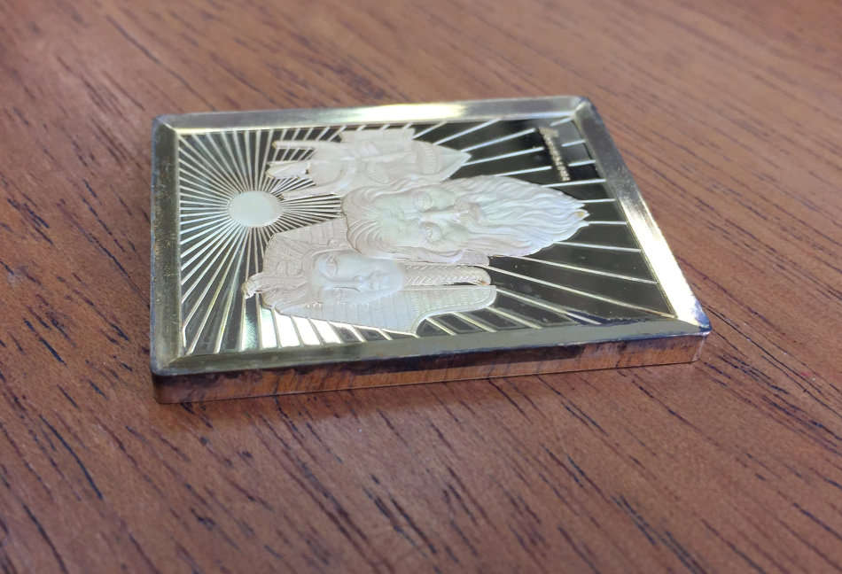 Ten Commandments by Tretchikoff precious metal medallion set. (Gold-plated sterling silver)